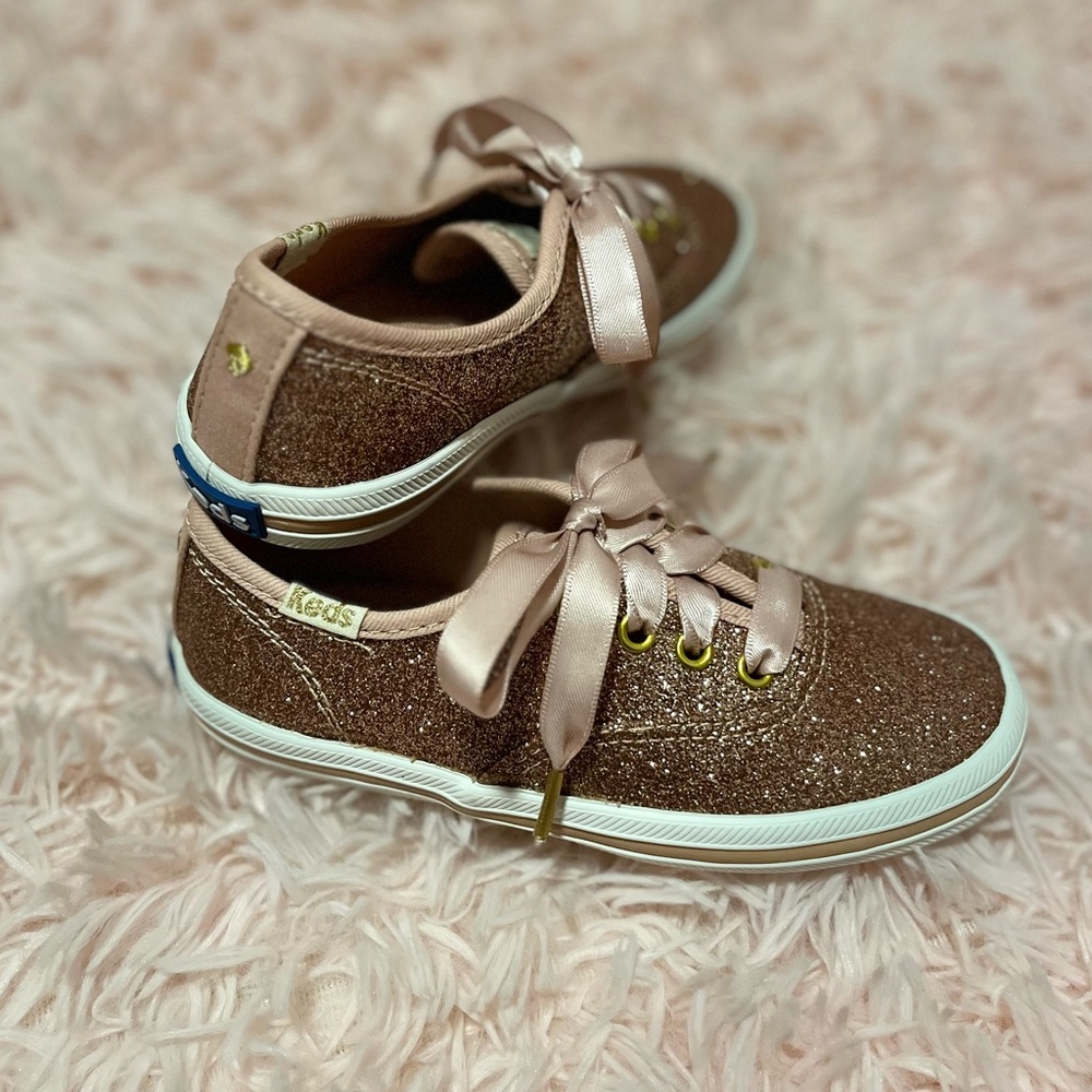 Kids Kate Spade - KEDS Pink and Gold Glitter Sneakers